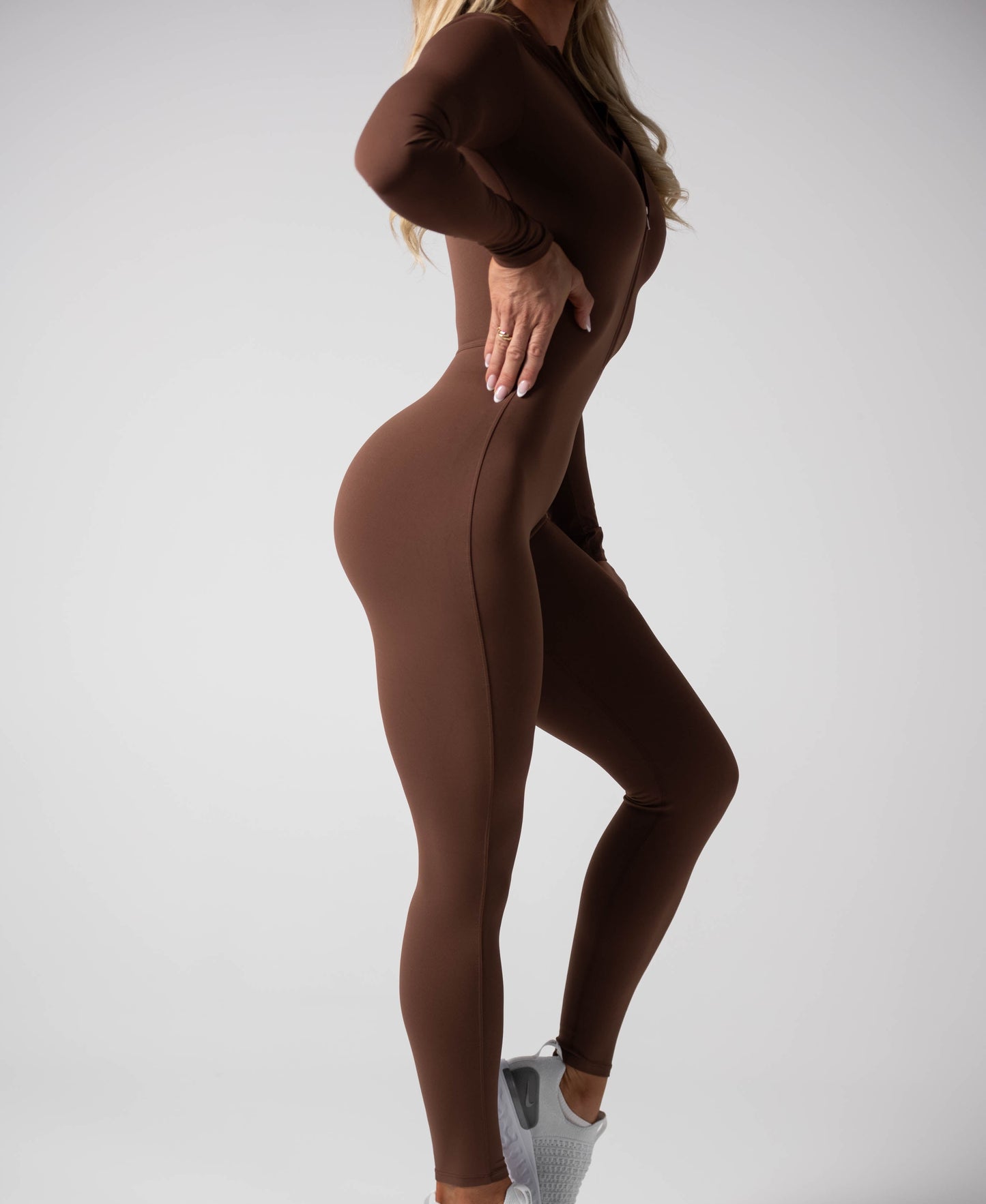 Long Sleeve Jumpsuit - Brown