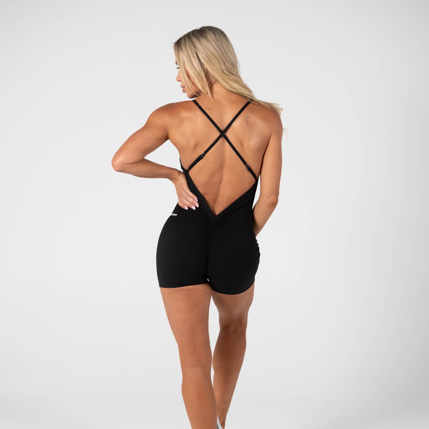Scrunch Cross Back Unitard - Black