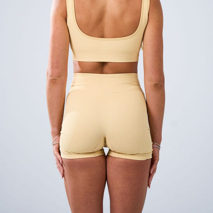 Ribbed Seamless Gym Shorts - Lotus Yellow