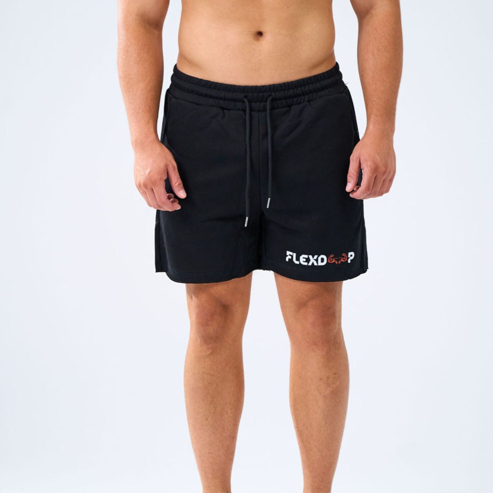 Cut-Roll Bottom Shorts - Black