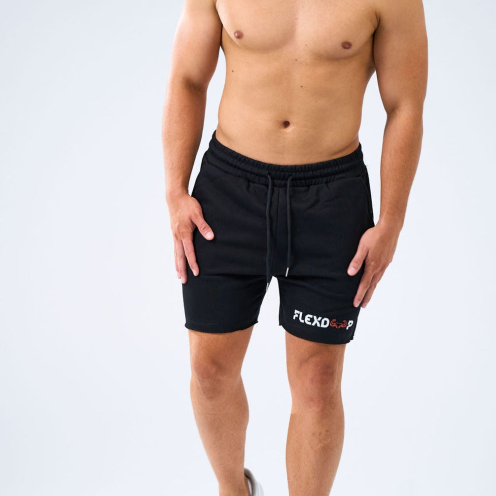 Cut-Roll Bottom Shorts - Black