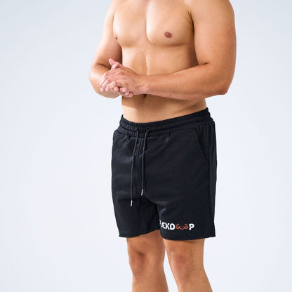 Cut-Roll Bottom Shorts - Black