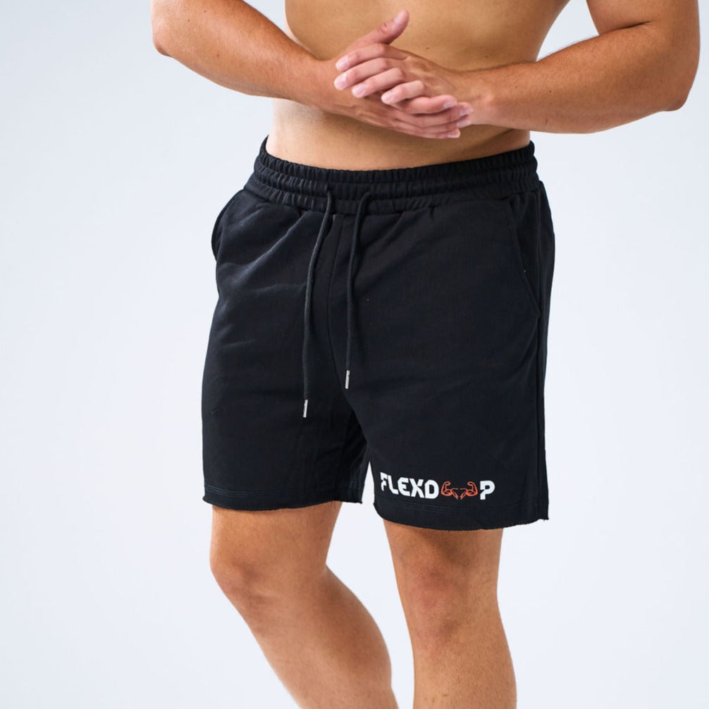 Cut-Roll Bottom Shorts - Black